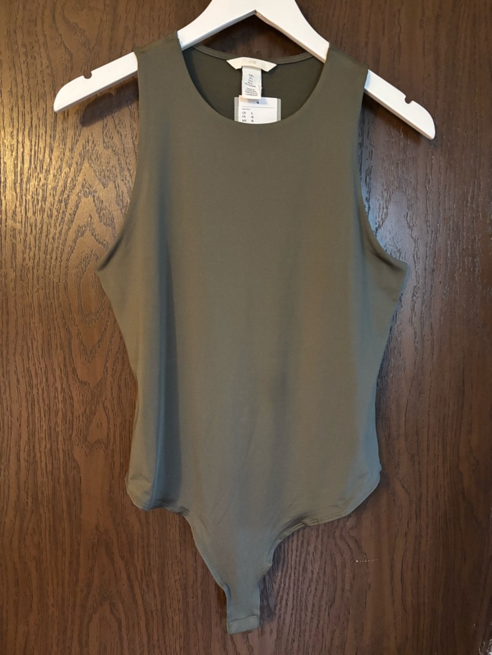 H&M Olive Green Sleeveless High-Neck Bodysuit